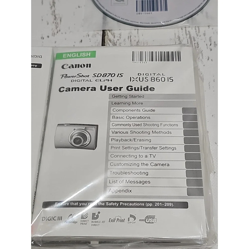 Canon PowerShot SD 870 IS Digital ELPH 8.0MP 3.8x Digital - Silver FOR PARTS